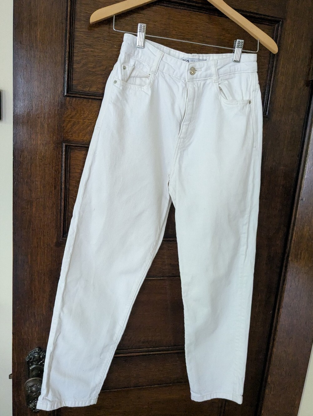 Cream Ivory Zara Barrel Jeans Size 4 Excellent Condition